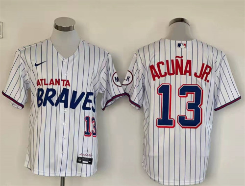 Nike Atlanta Braves 13 Ronald Acuña Baseball Jersey White City Edition