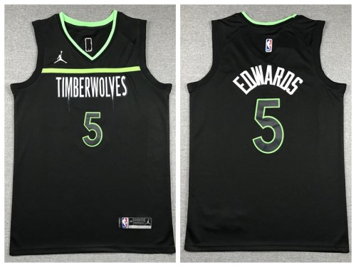 Jordan Minnesota Timberwolv 5 Anthony Edwards Basketball Jersey Black