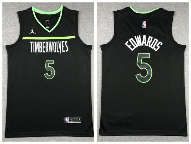 Jordan Minnesota Timberwolv 5 Anthony Edwards Basketball Jersey Black