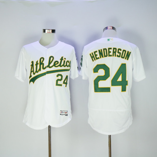 Oakland Athletics 24 Rickey Henderson Flexbase Baseball Jersey White
