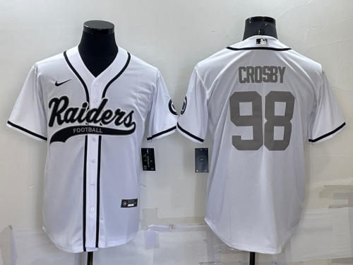 Oakland Raiders 98 Sidney Crosby Baseball Jersey White