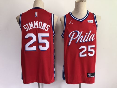 Jordan Philadelphia 76ers 25 Ben simmons Basketball Jersey Red