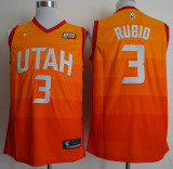 Nike Utah Jazz 3 Ricky Rubio Basketball Jersey Orange City Edition