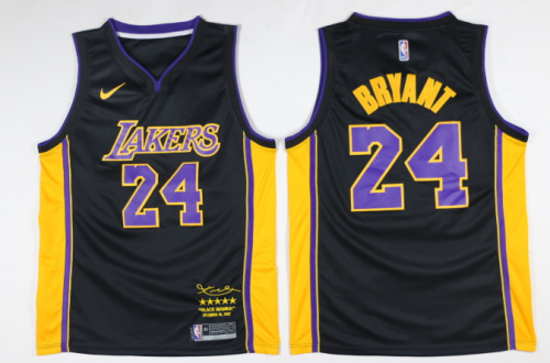 Nike Los Angeles Lakers 24 Kobe Bryant Basketball Jersey Black Retired Limited Edition