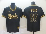 Nike Cincinnati Reds 66 Yasiel Puig Baseball Jersey Black gold