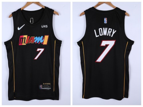 Nike Miami Heat 7 Kyle Lowry Basketball Jersey Black 75th Anniversary Edition