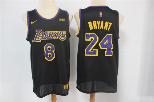 Nike Los Angeles Lakers 8 and 24 Kobe Bryant  Basketball Jersey Black Award Edition