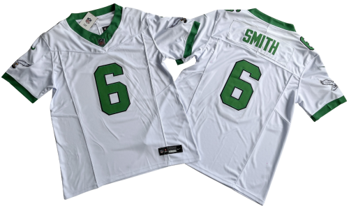 Philadelphia Eagles 6 DeVonta Smith Football Jersey White Three Dynasties