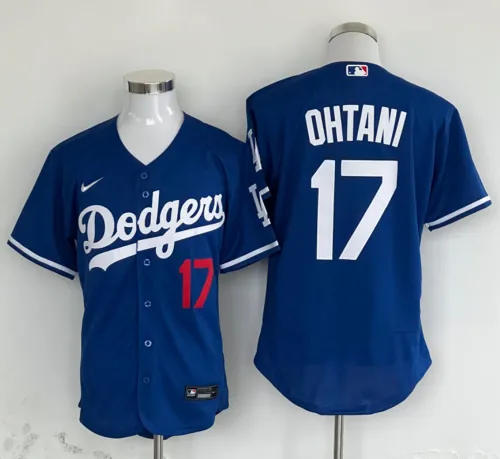 Nike Los Angeles Dodgers 17 Shohei Ohtani Flexbase Baseball Jersey Blue