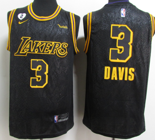 Nike Los Angeles Lakers 3 Anthony Davis Basketball Jersey Black City Edition