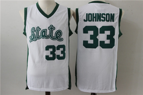 High school 33 Johnson College Basketball Jersey White