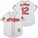 Cleveland indians 12 Francisco Lindor Baseball Jersey White Retro