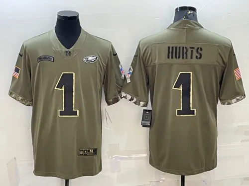 Philadelphia Eagles 1 Jalen Hurts Football Jersey salute