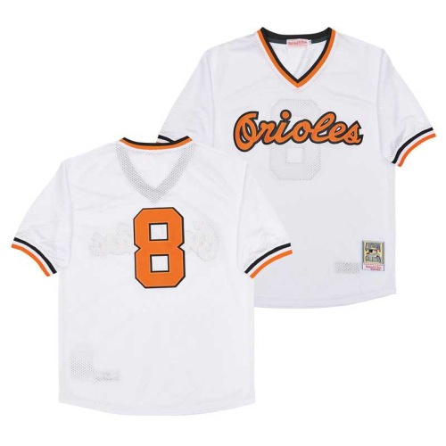 Baltimore Orioles 8 Cal Ripken Baseball Jersey White Retro mesh