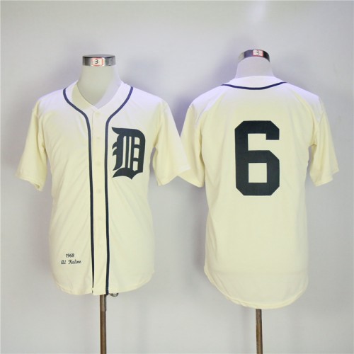 Detroit Tigers 6 Al Kaline Baseball Jersey Beige Retro