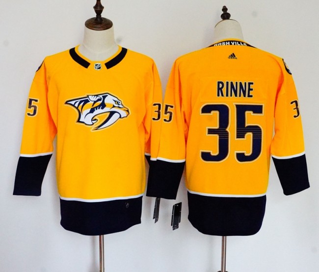 Women Adidas Classic Nashville Predators 35 Pekka Rinne Ice Hockey Jersey Yellow