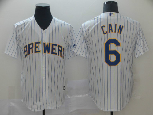 Milwaukee Brewers 6 Lorenzo Cain Baseball Jersey White Fans