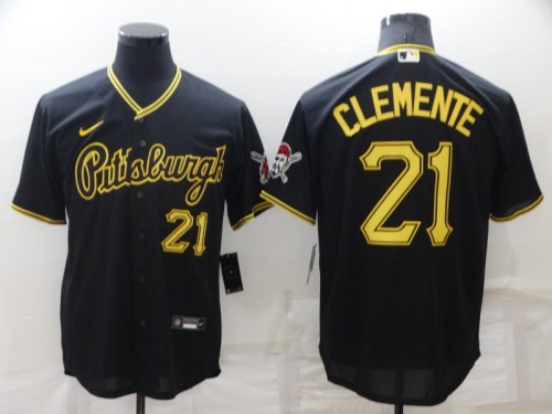 Nike Pittsburgh Pirates 21 Roberto Clemente Baseball Jersey Black