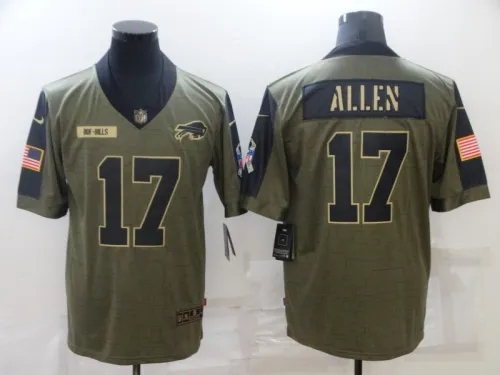 Buffalo Bills 17 Josh Allen Football Jersey New salute