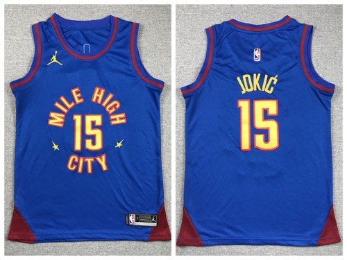 Youth Jordan Denver Nuggets 15 Nikola Jokić Basketball Jersey Blue