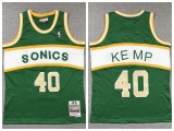 Youth Seattle Super Sonics 40 Shawn Kemp Basketball Jersey Green Retro