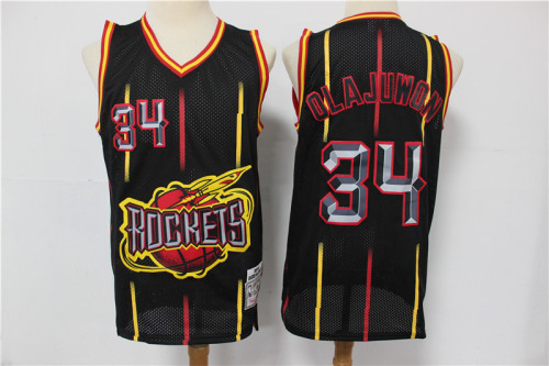 Houston Rockets 34 Hakeem Olajuwon Basketball Jersey Black Retro Limited Edition