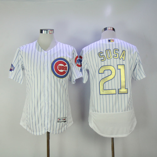 Chicago Cubs 21 Sammy Sosa Flexbase Baseball Jersey White Champion Edition