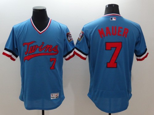 Minnesota Twins 7 Joe Mauer Flexbase Baseball Jersey Blue