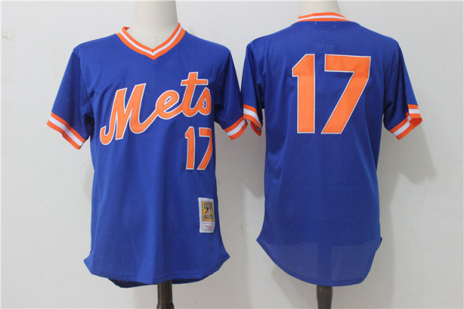 New York Mets 17 Keith Hernandez Baseball Jersey Blue retro net eye