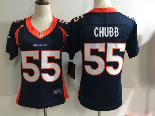Women Denver Broncos 55 Bradley Chubb Football Jersey Navy Blue