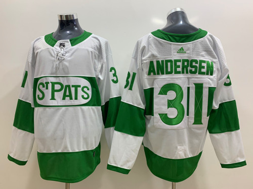 Adidas Classic Toronto Maple Leafs 31 Frederik Andersen Ice Hockey Jersey White and Green