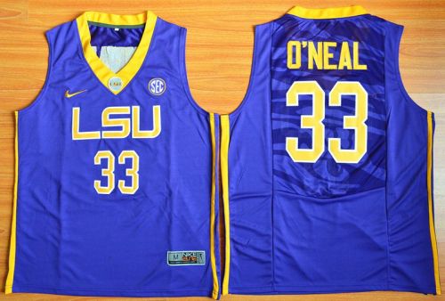 LSU Tigers 33 Shaquille O'Neal College Basketball Jersey Purple