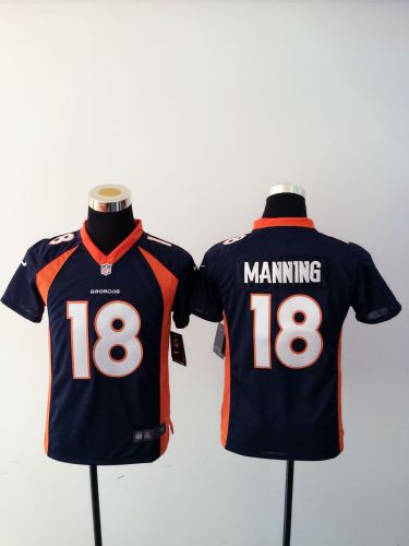Youth Denver Broncos 18 Peyton Manning Football Jersey navy Blue