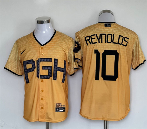 Nike Pittsburgh Pirates 10 Bryan Reynolds Baseball Jersey Yellow