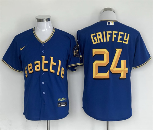 Nike Seattle Mariners 24 Ken Griffey Baseball Jersey Colorful Blue City Edition