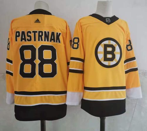 Adidas Boston Bruins 88 David Pastrnak Ice Hockey Jersey Yellow