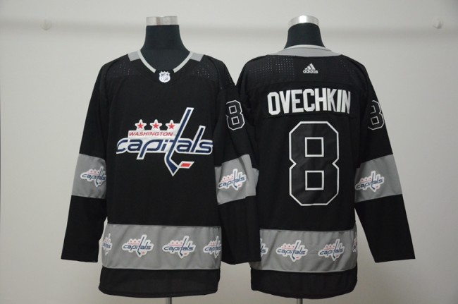 Adidas Classic Washington Capitals 8 Alex Ovechkin Ice Hockey Jersey Black fashion Edition