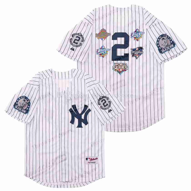 New York Yankees 7 standard 2 Derek Jeter Baseball Jersey White Fan version