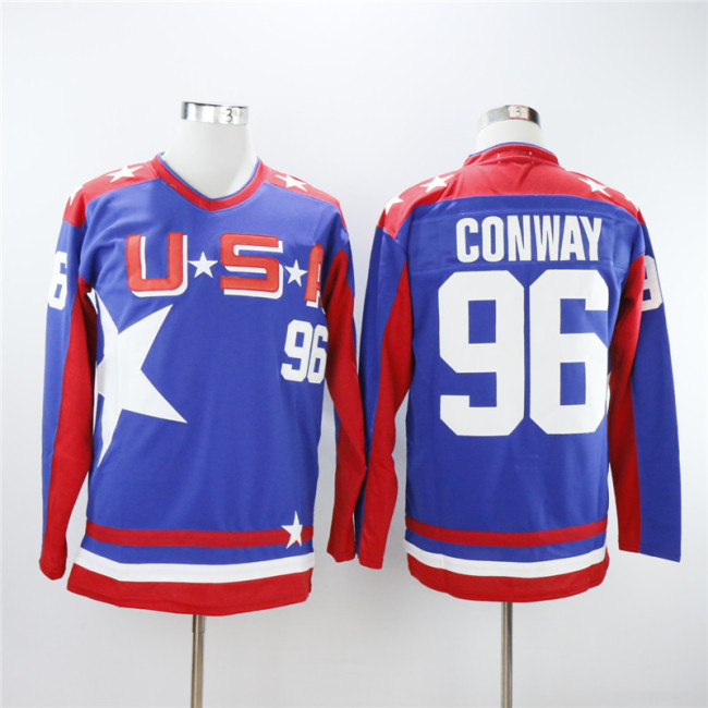 All star USA 96 Charlie Conway Ice Hockey Jersey Blue