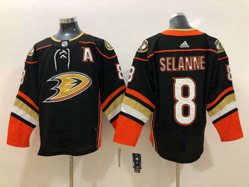 Adidas Classic Anaheim Ducks 8 Teemu Selanne  Ice Hockey Jersey Black