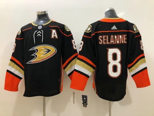 Adidas Classic Anaheim Ducks 8 Teemu Selanne  Ice Hockey Jersey Black