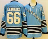 Adidas Pittsburgh Penguins 66 Mario Lemieux Ice Hockey Jersey Blue