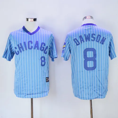 Chicago Cubs 8 Andre Dawson Baseball Jersey Blue Retro