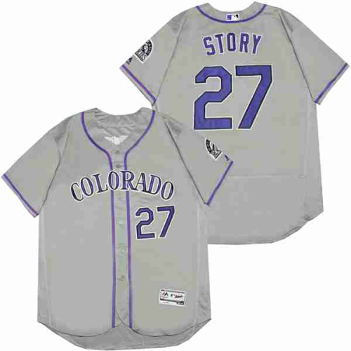 Colorado Rockies 27 Trevor Story Flexbase Baseball Jersey Gray