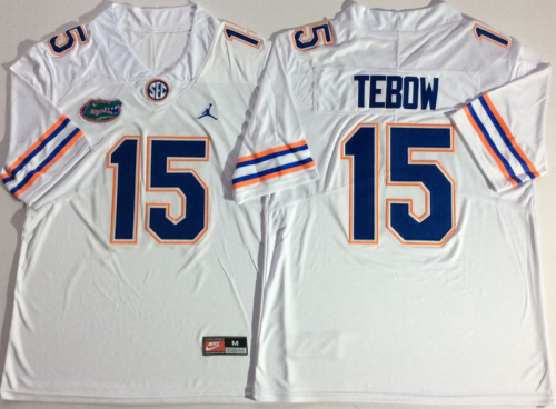 Jordan Florida Gators 15 Tim Tebow College Football Jersey White