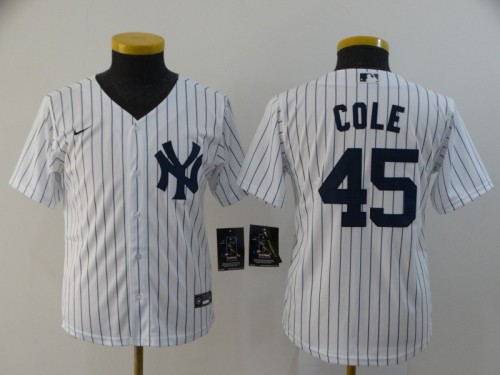 Youth Nike New York Yankees 45 Gerrit Cole Baseball Jersey White