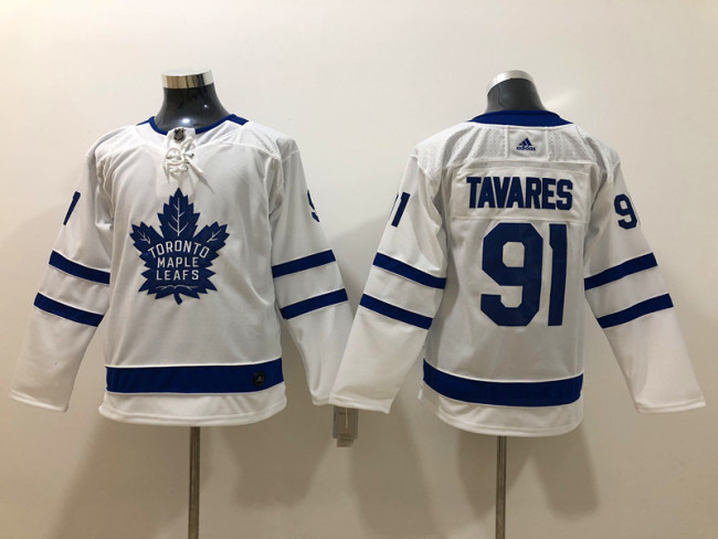 Youth Adidas Classic Toronto Maple Leafs 91 John Tavares Ice Hockey Jersey White