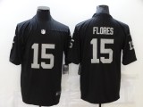 Oakland Raiders 15 Tom Flores Football Jersey Legend Black