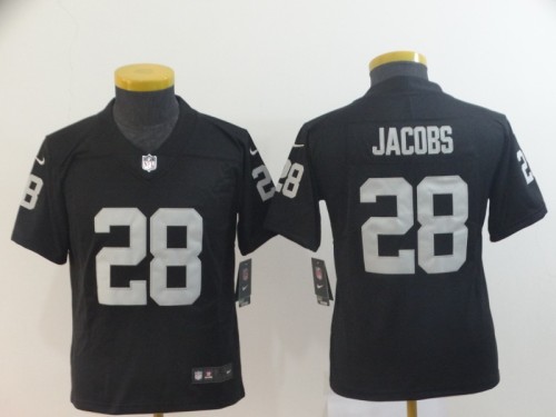 Youth Oakland Raiders 28 Josh Jacobs Football Jersey Legend Black