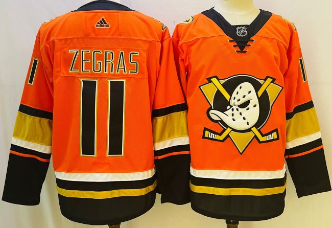 Adidas Anaheim Ducks 11 Trevor Zegras Ice Hockey Jersey Orange